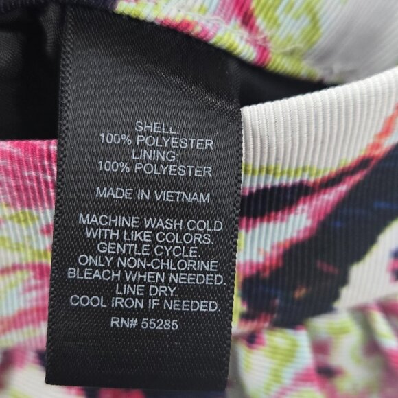 Express White Colorful Abstract Floral Lined Bubble Mini Skirt Size 4 - Picture 8 of 9